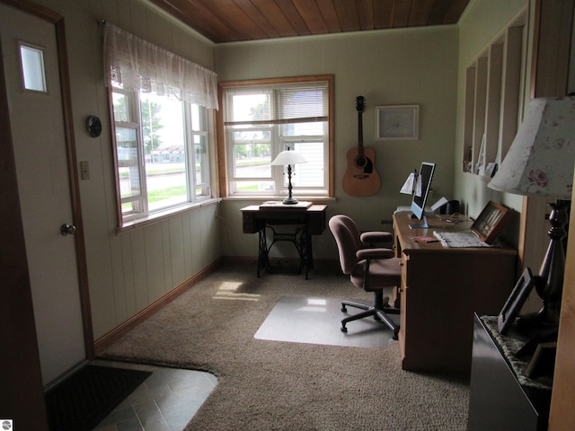 705 E Bay St, East Tawas, MI 48730 - carpeted office with wood ceiling