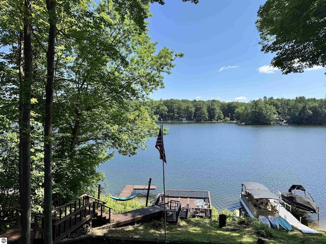 7851 White Birch Dr, Farwell, MI 48622 - water view with a floating dock