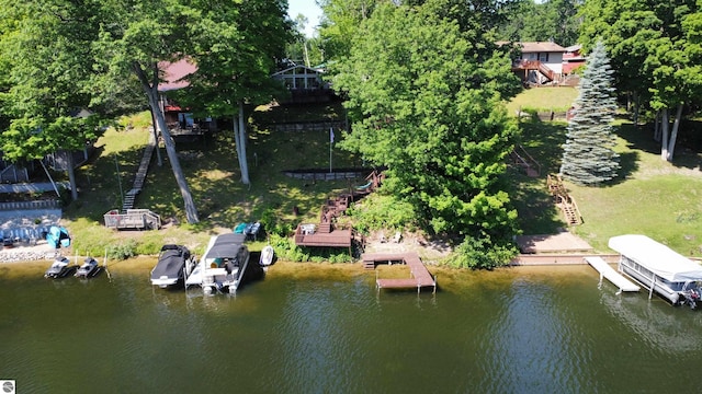 7851 White Birch Dr, Farwell, MI 48622 - dock area with stairs and a water view