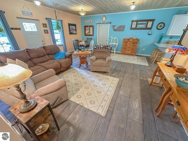 5670 N Harrison Ave, Harrison, MI 48625 - living room featuring wooden ceiling and wood-type flooring