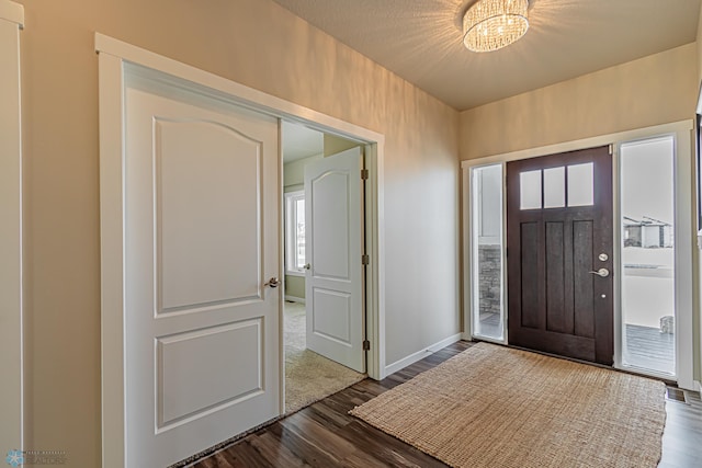 entrance foyer featuring dark wood-type flooring