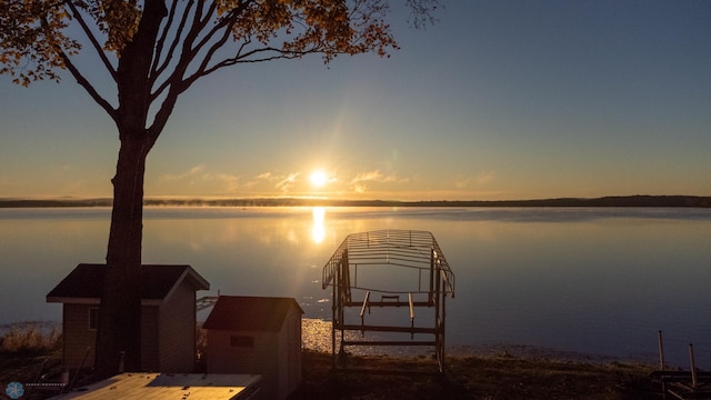 water view featuring a dock