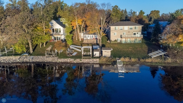 exterior space featuring a water view