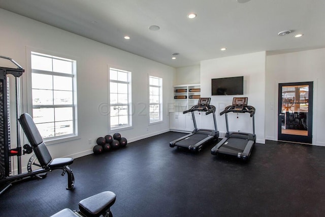 gym with plenty of natural light