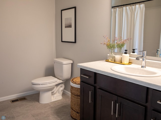 bathroom featuring vanity, toilet, and tile patterned floors