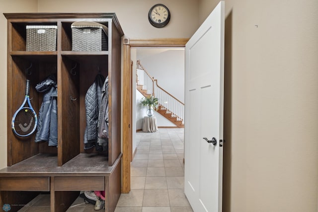 mudroom featuring light tile patterned floors