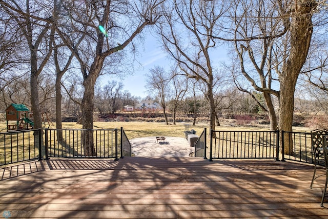 deck with a playground