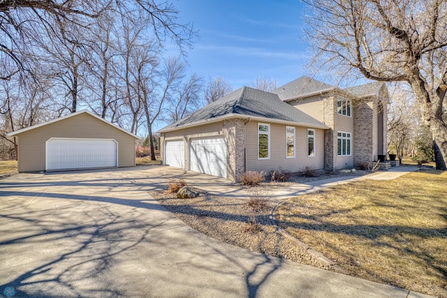 view of side of property with a yard