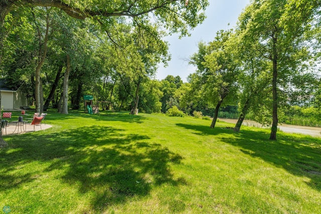 view of yard with a playground