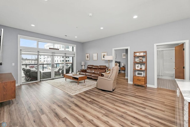 living room with light wood-type flooring