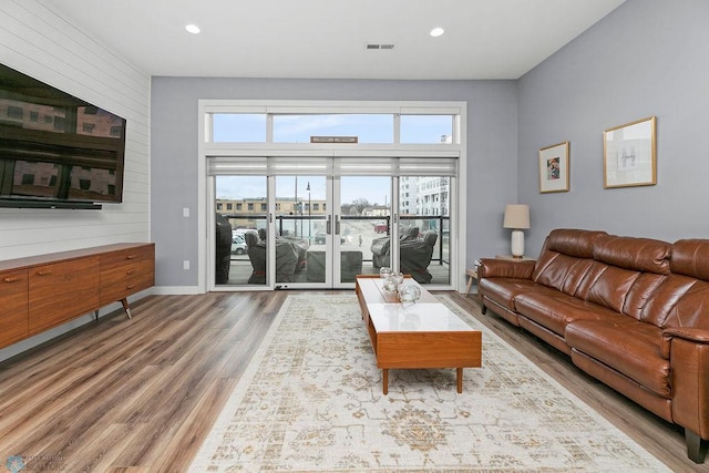 living room featuring light hardwood / wood-style flooring