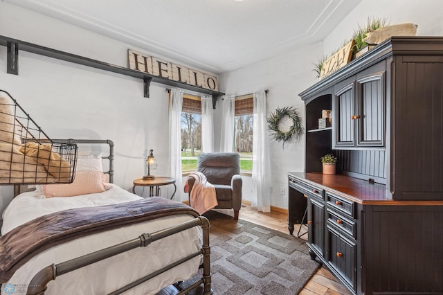 bedroom featuring wood-type flooring