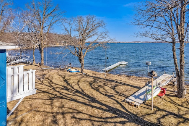 view of dock featuring a water view