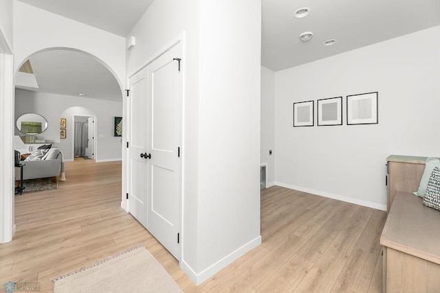 hall featuring light hardwood / wood-style flooring