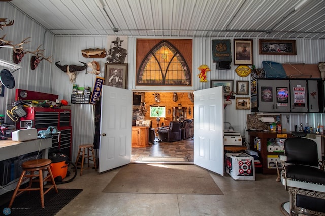 interior space featuring concrete floors