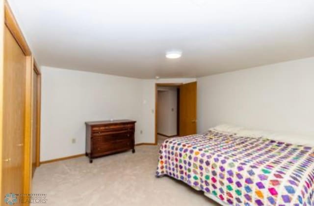 bedroom featuring a closet and carpet floors