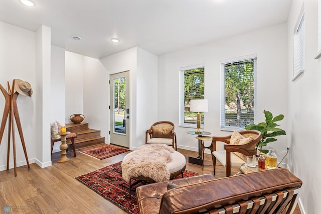 living area with light wood-type flooring