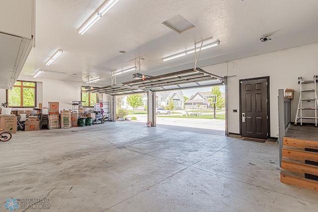 garage with a garage door opener