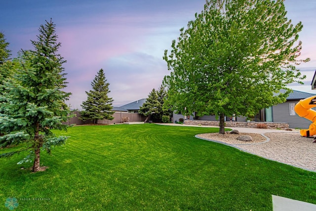 view of yard at dusk