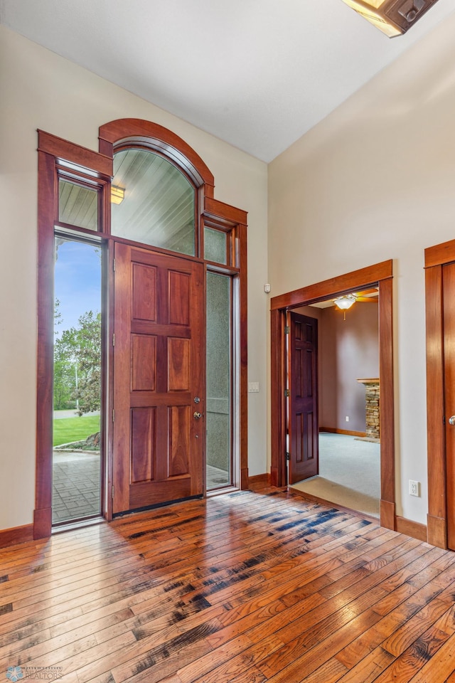 foyer with wood-type flooring