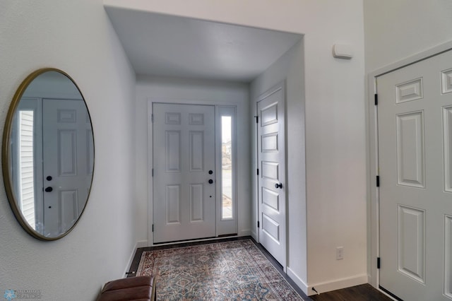 entrance foyer with a wealth of natural light and hardwood / wood-style flooring