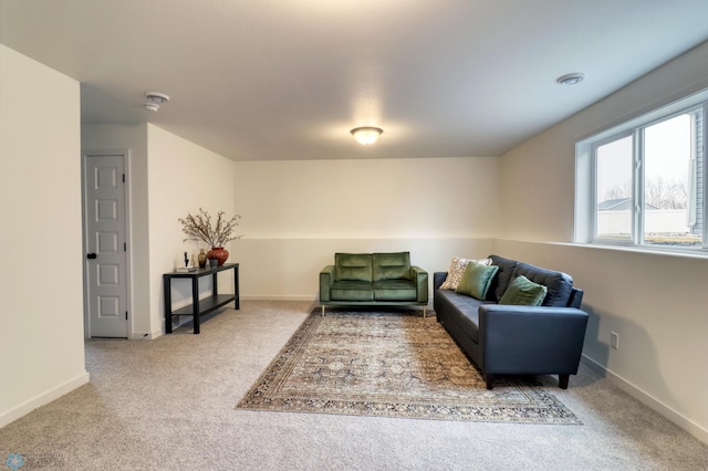 sitting room with carpet floors