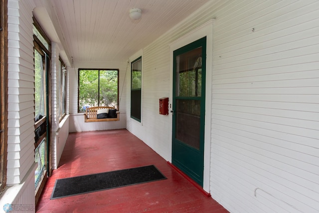 view of unfurnished sunroom