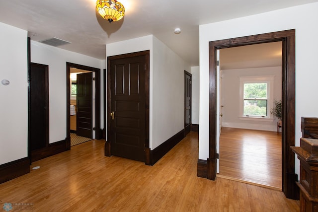 interior space with light hardwood / wood-style floors