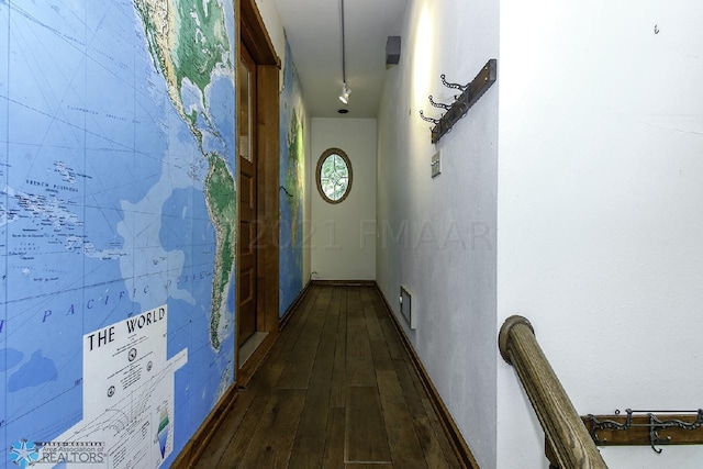 hallway featuring dark hardwood / wood-style flooring