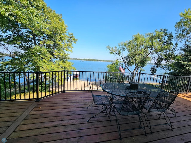 deck with a water view