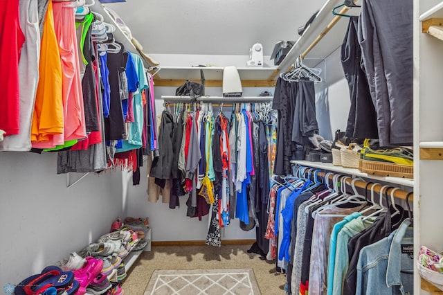 spacious closet with carpet