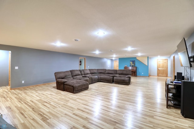 living room featuring light hardwood / wood-style floors