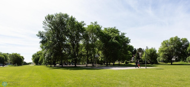 view of community with a lawn and basketball court