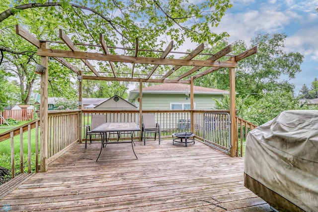 deck featuring a pergola