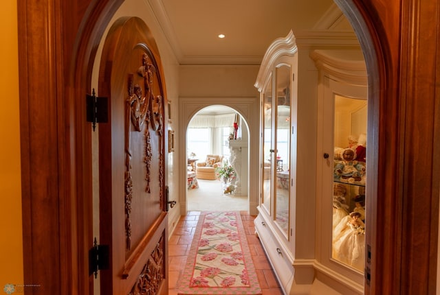 corridor with tile flooring