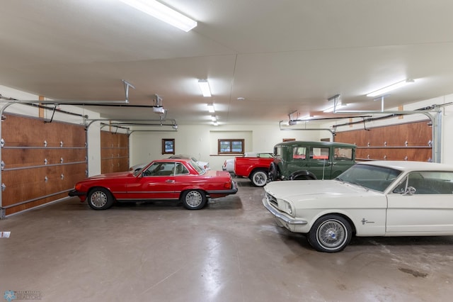 garage with a garage door opener