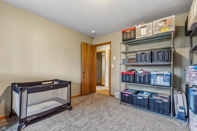 interior space with a textured ceiling