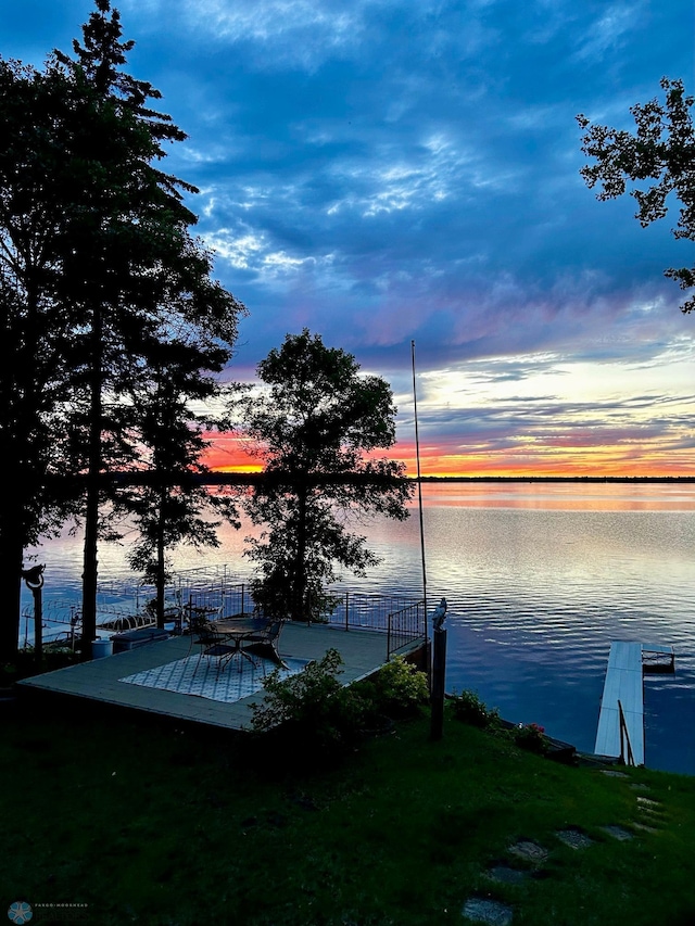 view of dock featuring a water view