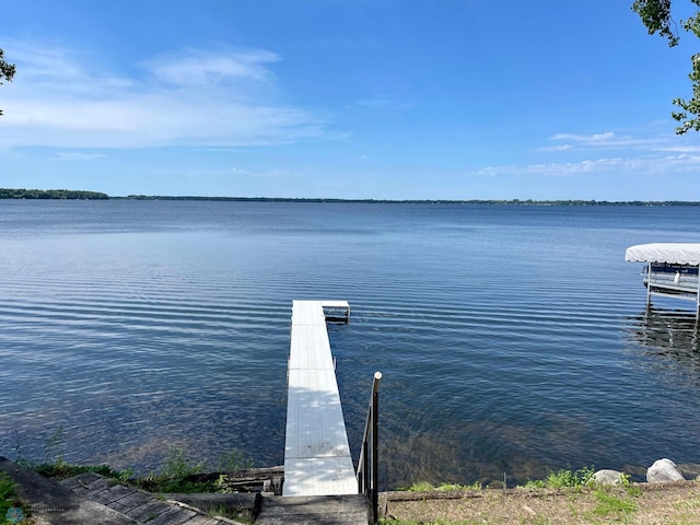 view of dock featuring a water view