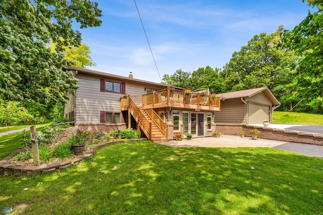 exterior space featuring a yard and a wooden deck