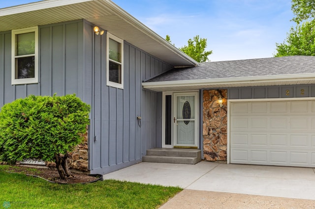 property entrance featuring a garage