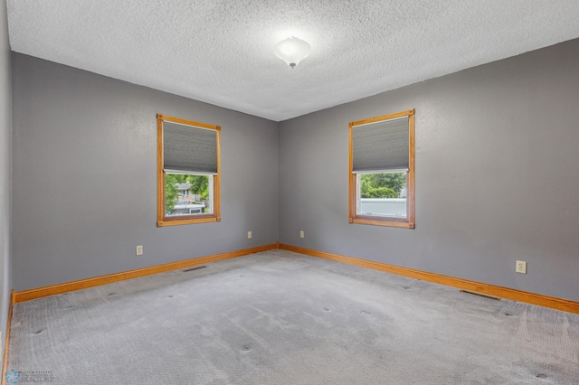 empty room featuring carpet flooring and a textured ceiling