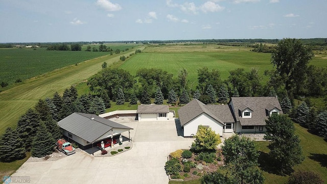 aerial view with a rural view