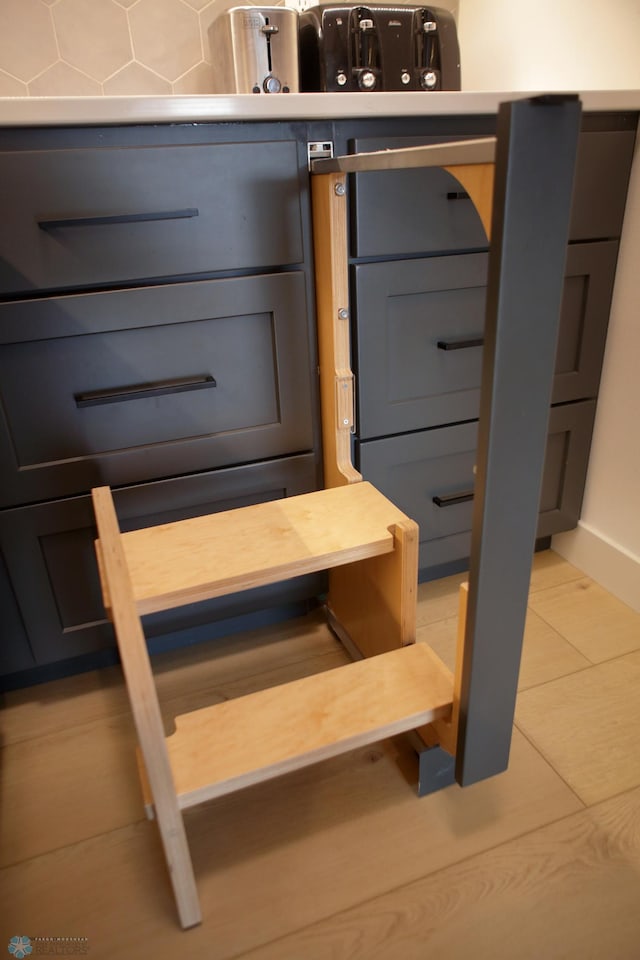 room details with gray cabinetry