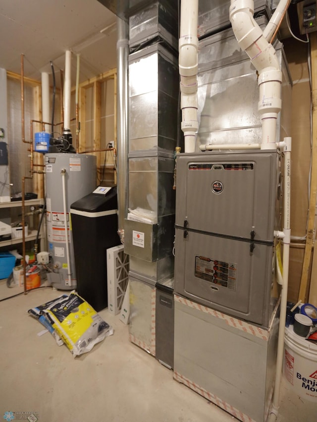 utility room with water heater