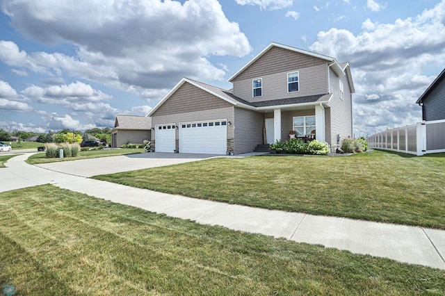 front of property featuring a garage and a front yard