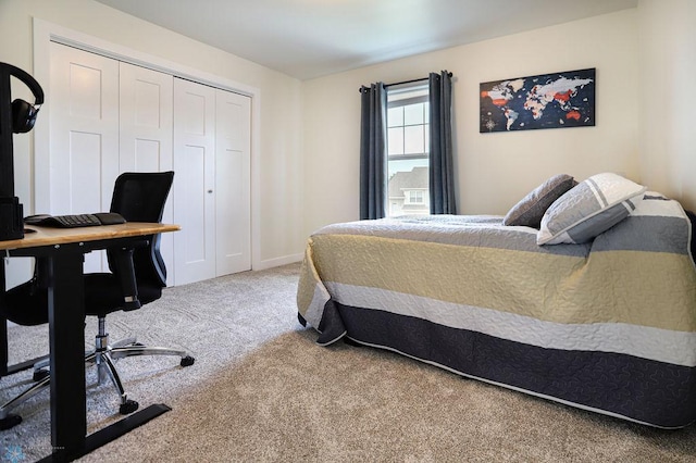 carpeted bedroom featuring a closet