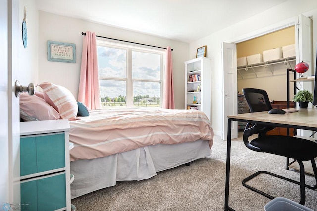 bedroom with a closet and carpet flooring