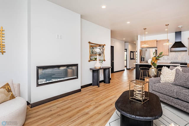 living room featuring light hardwood / wood-style floors