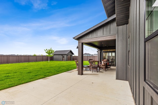 view of patio with an outdoor structure